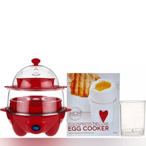 MCM Eggspress Deluxe Egg Cooker with Recipe Book Red